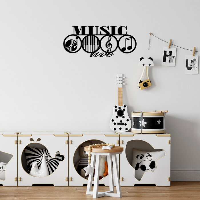 Wallity Music - 467 Escultura de pared de metal negra